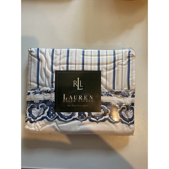 Lauren Ralph Lauren Other - Lauren Ralph Lauren Porcelain Blue/White Twin Flat Sheet, NWT Vintage
